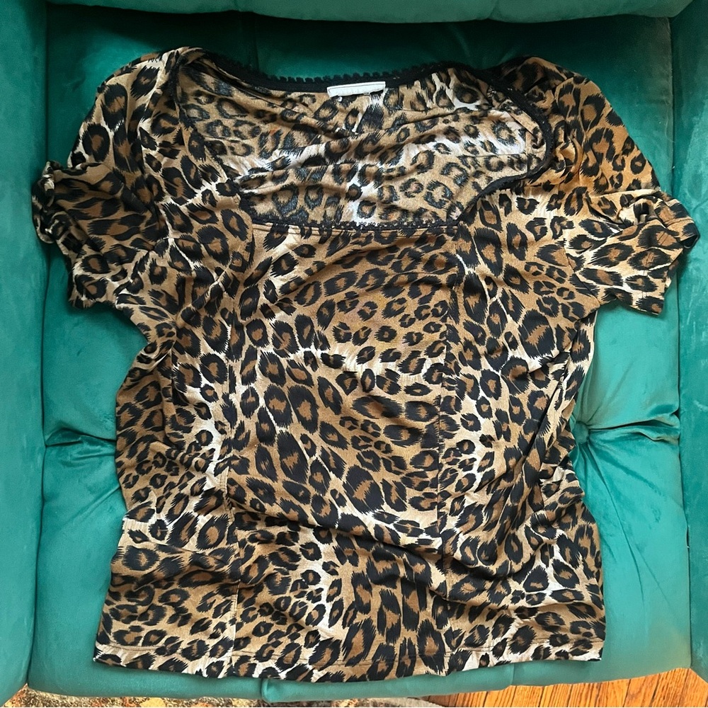 Vintage Leopard Print stretchy Women's Top